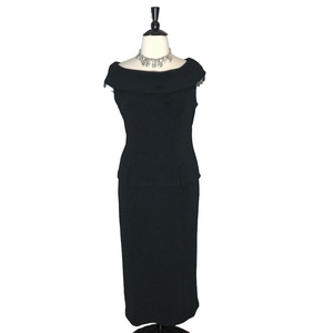Vintage 90s Black Cocktail Pencil Dress Extra Large